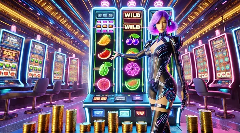Antarmuka slot mobile dengan reel dan simbol bonus